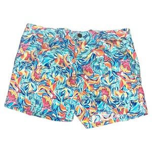 Stella Parker Womens 4 in. Tropical Print Knit Short 16 Blue multi